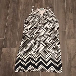 Skies are Blue Black & White Trapeze Dress